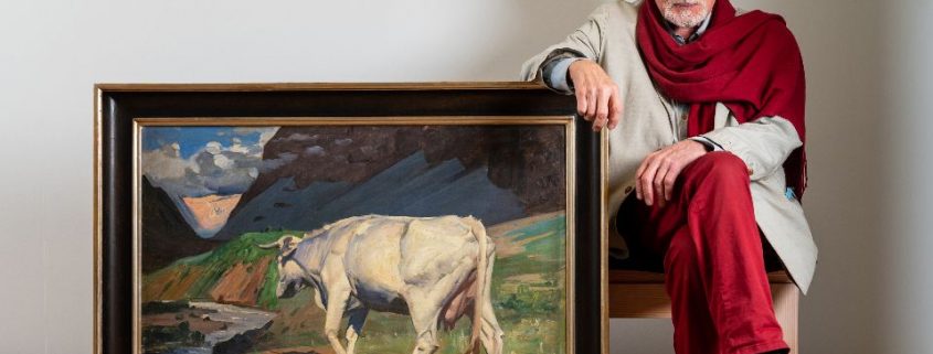 Wolfgang Werkmeister neben einem Gemälde von Benito Rebolledo Correa; Foto: Bertold Fabricius