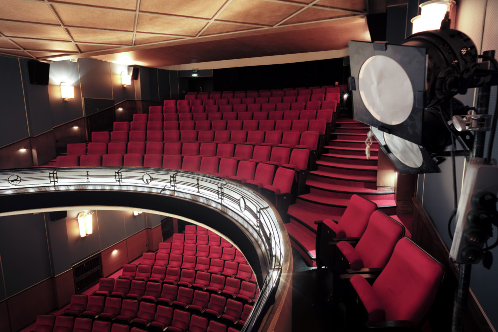 Nlick auf den zweistücken Saal des Metropolis Kinos in Hamburg mit seinen roten Sesseln