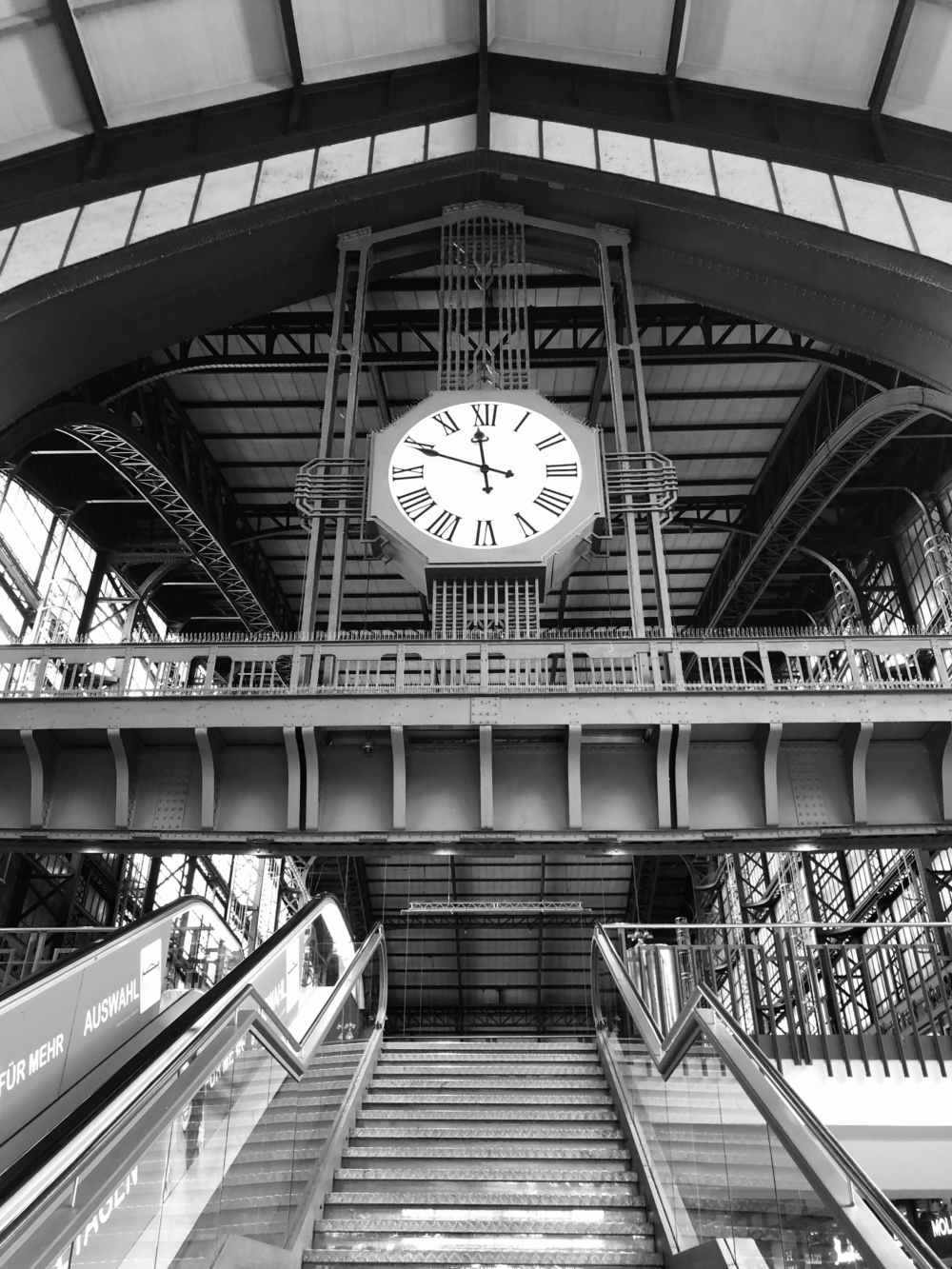 Die Gleise am Hamburger Hauptbahnhof überspannt die 37 Meter hohe und 72 Meter breite freitragende Bahnhofshalle (©Erik Brandt-Höge)