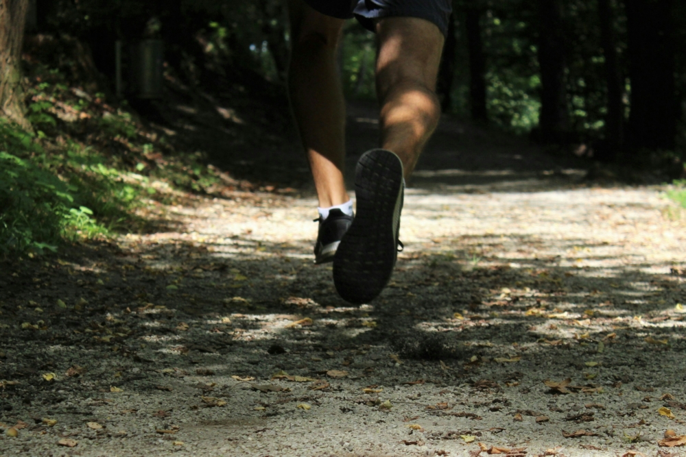 Jogger im Wald beim nachhaltigen MidSummer Run im Alstertal