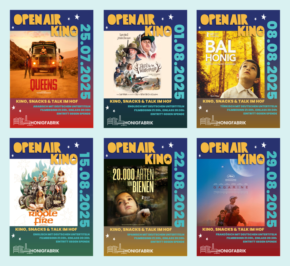 Open Air Kino-Plakate der Honigfabrik