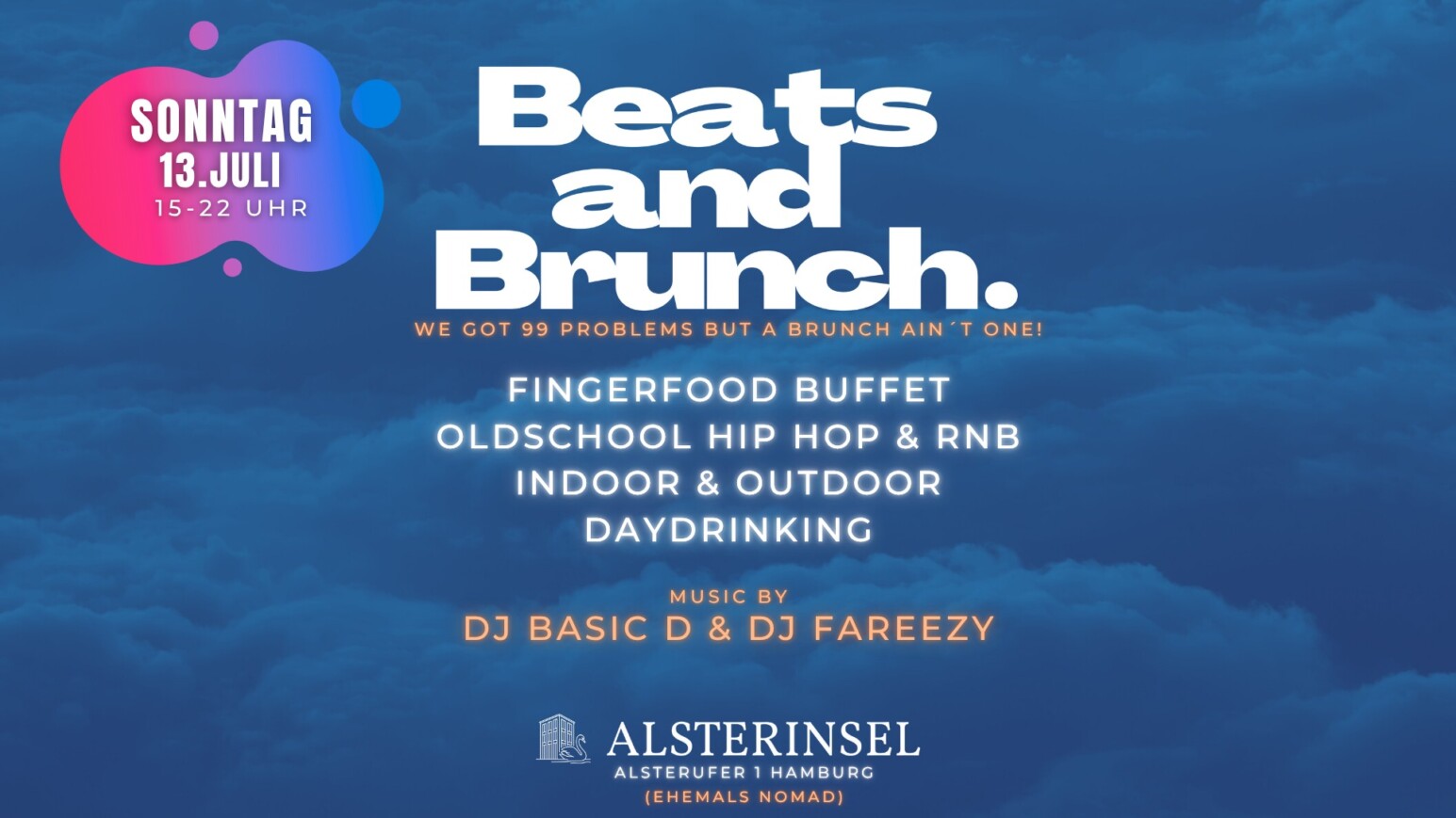 Blaue Illustration zu Beats and Brunch @ Alsterinsel