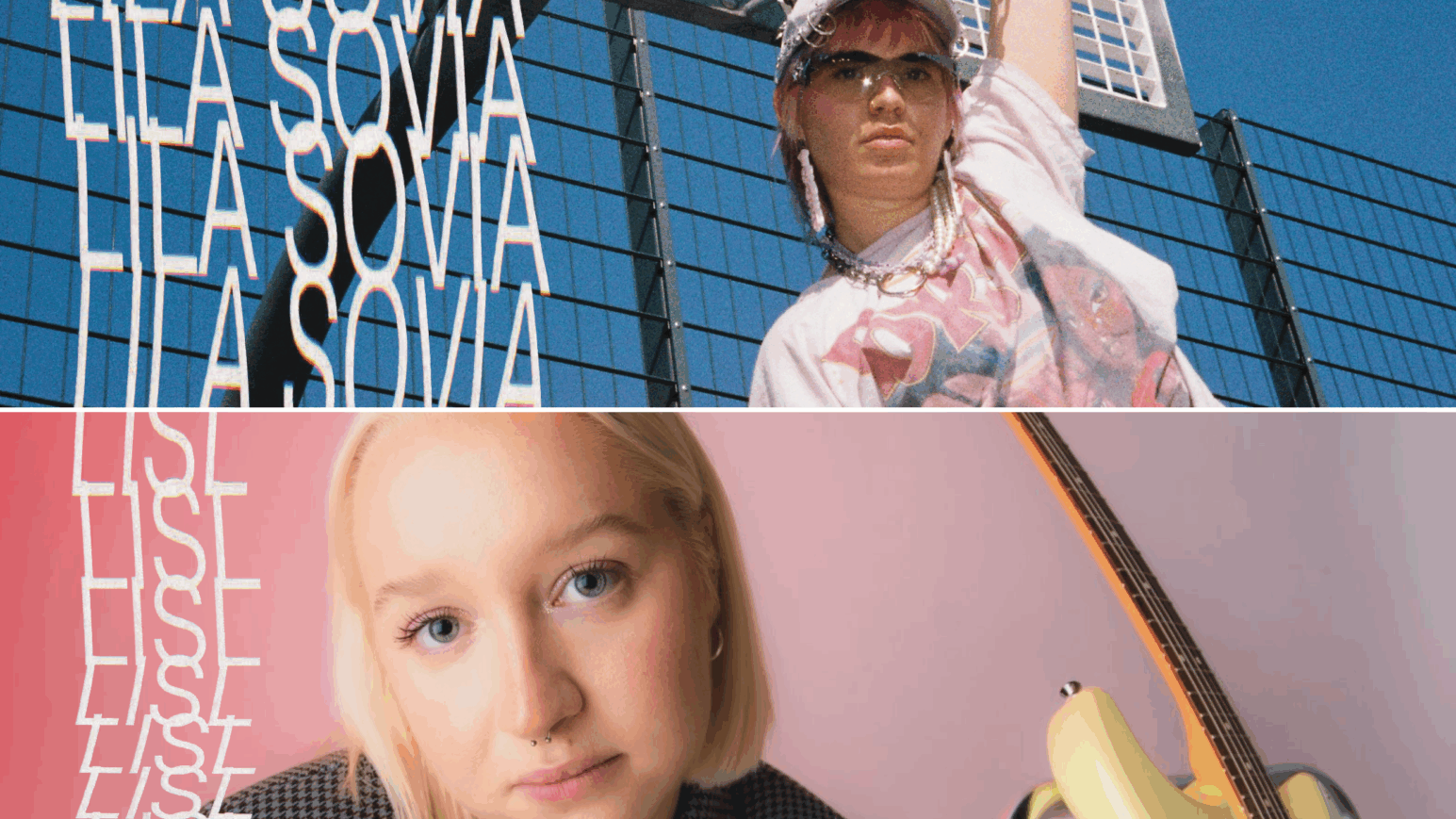 Collage zur AStA Sommer Open Air mit 3 Künstler*innen untereinander