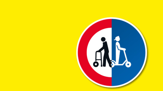 Verkehrsschild mit Symbolisierung von Generationen
