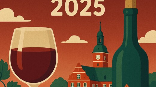 Illustration Bergedorfer Weinfest 2025 - Wein, Flasche, Kirche