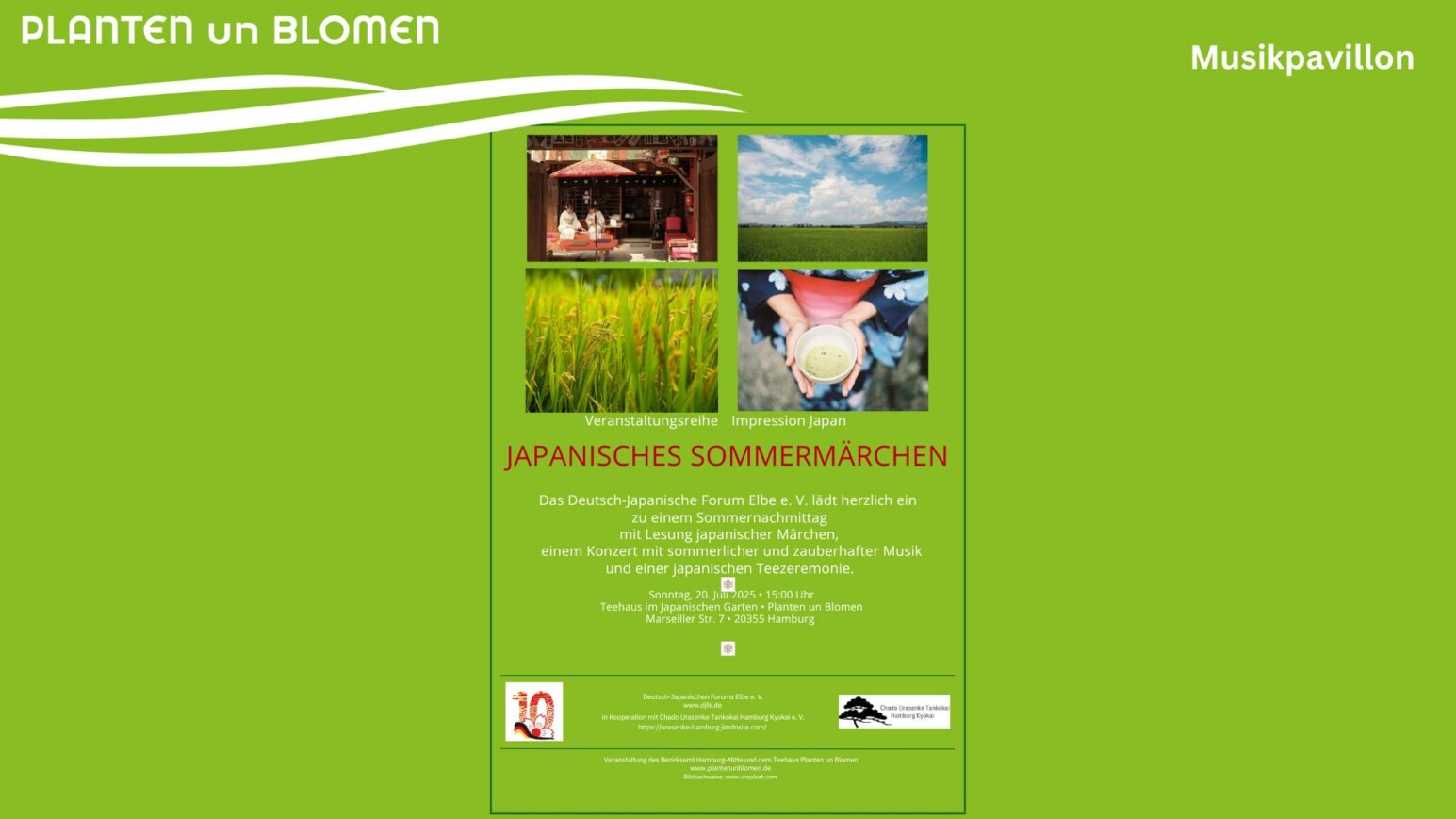 Grüner Hintergrund - Flyer von der Japanischen Teezeremonie