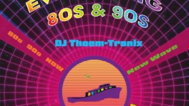 Illustration bunt und bunter Schriftzug Everything 80s & 90s