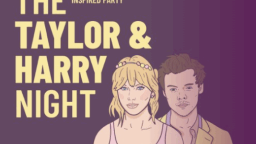 Illustration von Taylor Swift und Harry Styles & Schrift THE TAYLOR & HARRY NIGHT
