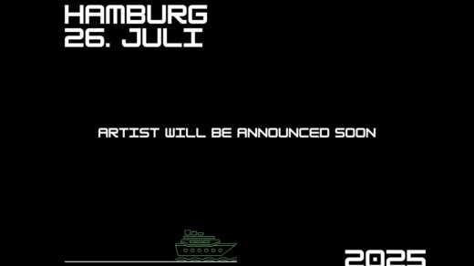 Schwarzer Hintergrund mit weißer Schrift für die Veranstaltung Techno Dampfer