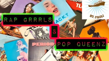 Illustration mit Album Covern und Schriftzug - RAP GRRRLS & POP QUEENZ