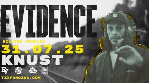 Illustration für das Evidence-Konzert mit Evidence auf der rechten Seite