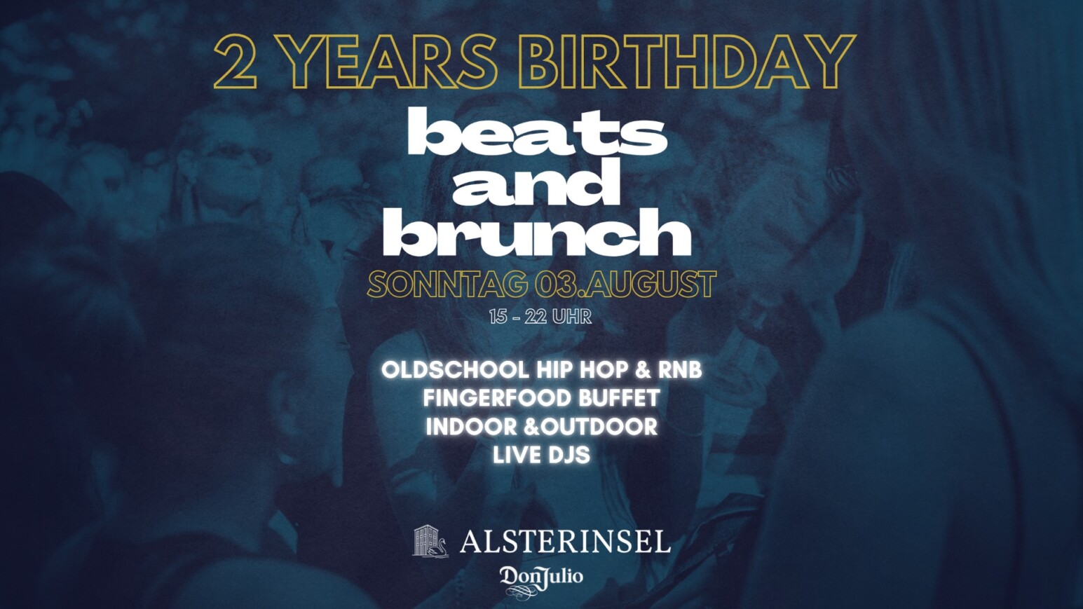 2 Years Birthday - Beat and Brunch - Illustration blau