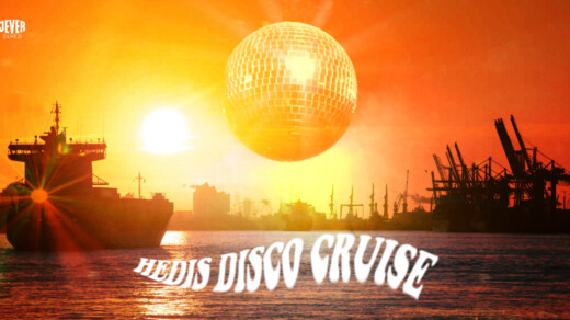 Sonnenuntergang mit einer Discokugel als Sonne für das Disco Cruise-Event von Frau Hedi