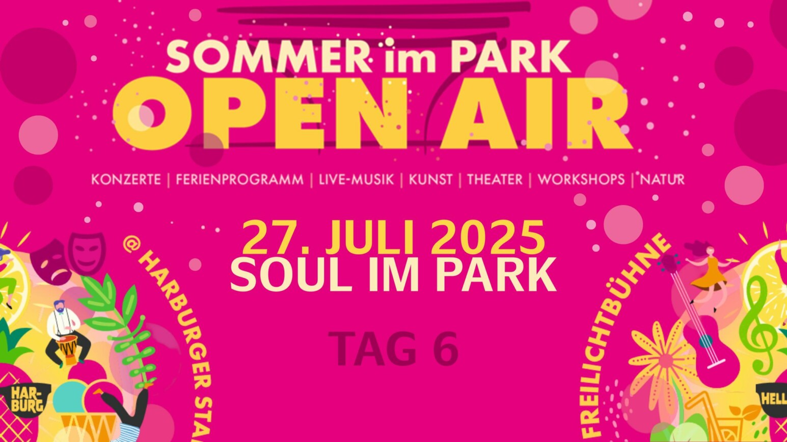 Pinke Illustration vom Sommer im Park - Open Air