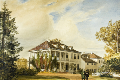 Baron Voght und sein Sekretär vor dem Landsitz in Flottbek, 1837 gemalt von Johann Jacob Gensler ©SHMH