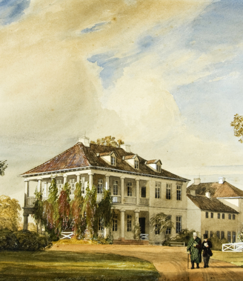 Baron Voght und sein Sekretär vor dem Landsitz in Flottbek, 1837 gemalt von Johann Jacob Gensler ©SHMH