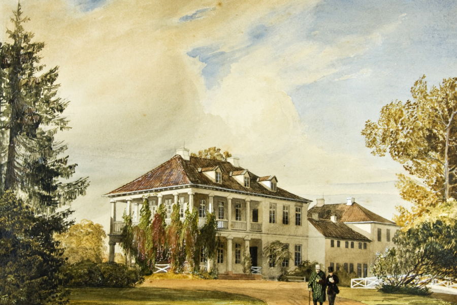 Baron Voght und sein Sekretär vor dem Landsitz in Flottbek, 1837 gemalt von Johann Jacob Gensler ©SHMH