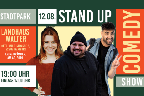 Illustration zum Comedy-Sommer im Landhaus Walter mit Laura Brömmer, Amjad und Bora