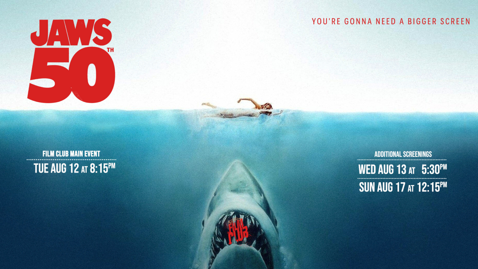 Illustration/Filmposter zu "Jaws" im Savoy