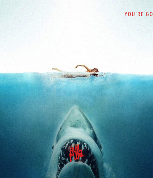 Illustration/Filmposter zu "Jaws" im Savoy