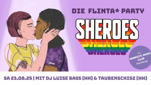Illustration - 2 Personen küssen sich - Flinta* Party Sheroes