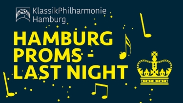 Illustration Hamburg Proms Night - Gelbe Schrift vor blauem Hintergrund