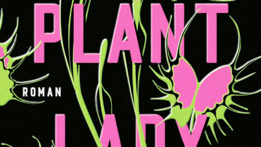 Buchcover auf dem mittig Titel in Pink platziert ist, dahinter eine fleischfressende Pflanze mit mehreren Fangblättern.
