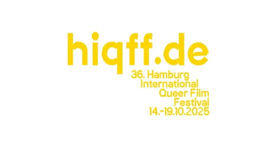 Schrift gelb vor weißer Hintergrund zum HIQFF