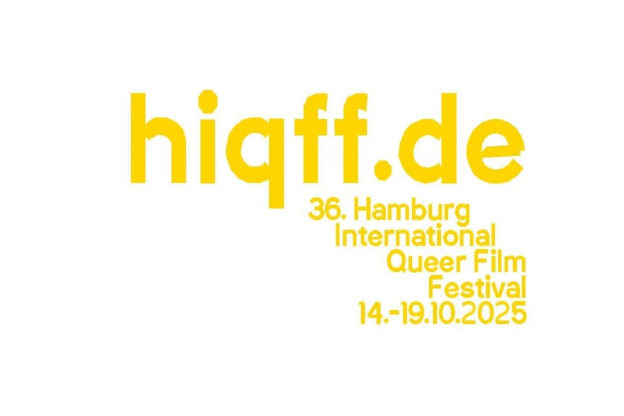 Schrift gelb vor weißer Hintergrund zum HIQFF