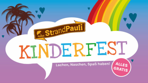 Illustration bunt und Regenbogen zum Kinderfest am StrandPauli