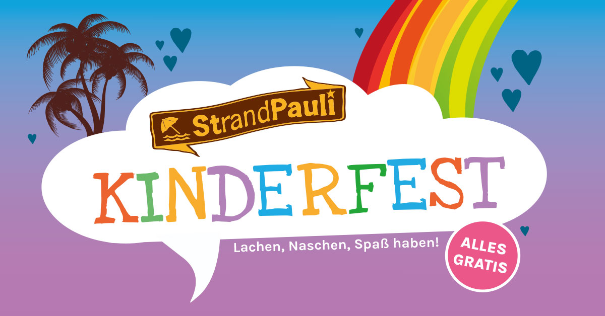 Illustration bunt und Regenbogen zum Kinderfest am StrandPauli