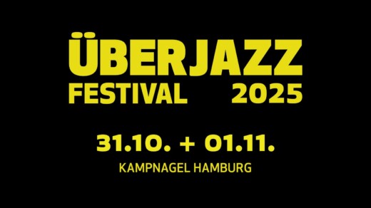 Schwarzer Hintergrund - Gelber Schriftzug Überjazz Festival 2025