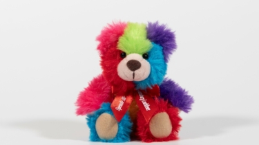 Das ist das farbenfrohe Design des diesjährigen Leuchtfeuer-Teddys