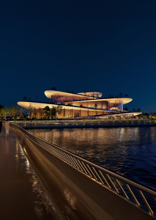 Die geplante neue Oper bei Nacht