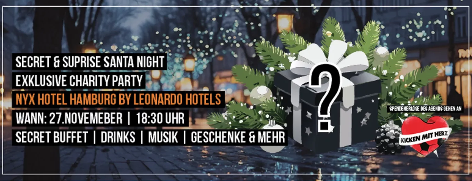 Plakat für die Secret Surprise Santa Night im NYX Hotel