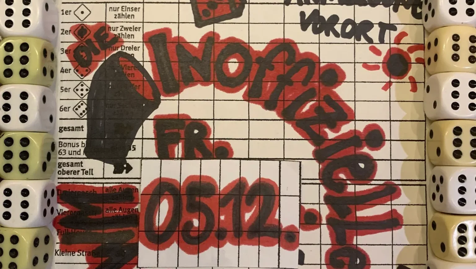 Plakat für die Inoffizielle Komet KNIFFEL WM 2025 in der KOMET Bar