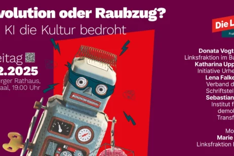 Poster für "Revolution oder Raubzug? Wie KI die Kultur bedroht" im Rathaus