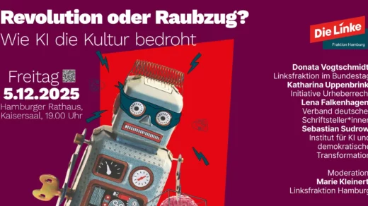 Poster für "Revolution oder Raubzug? Wie KI die Kultur bedroht" im Rathaus