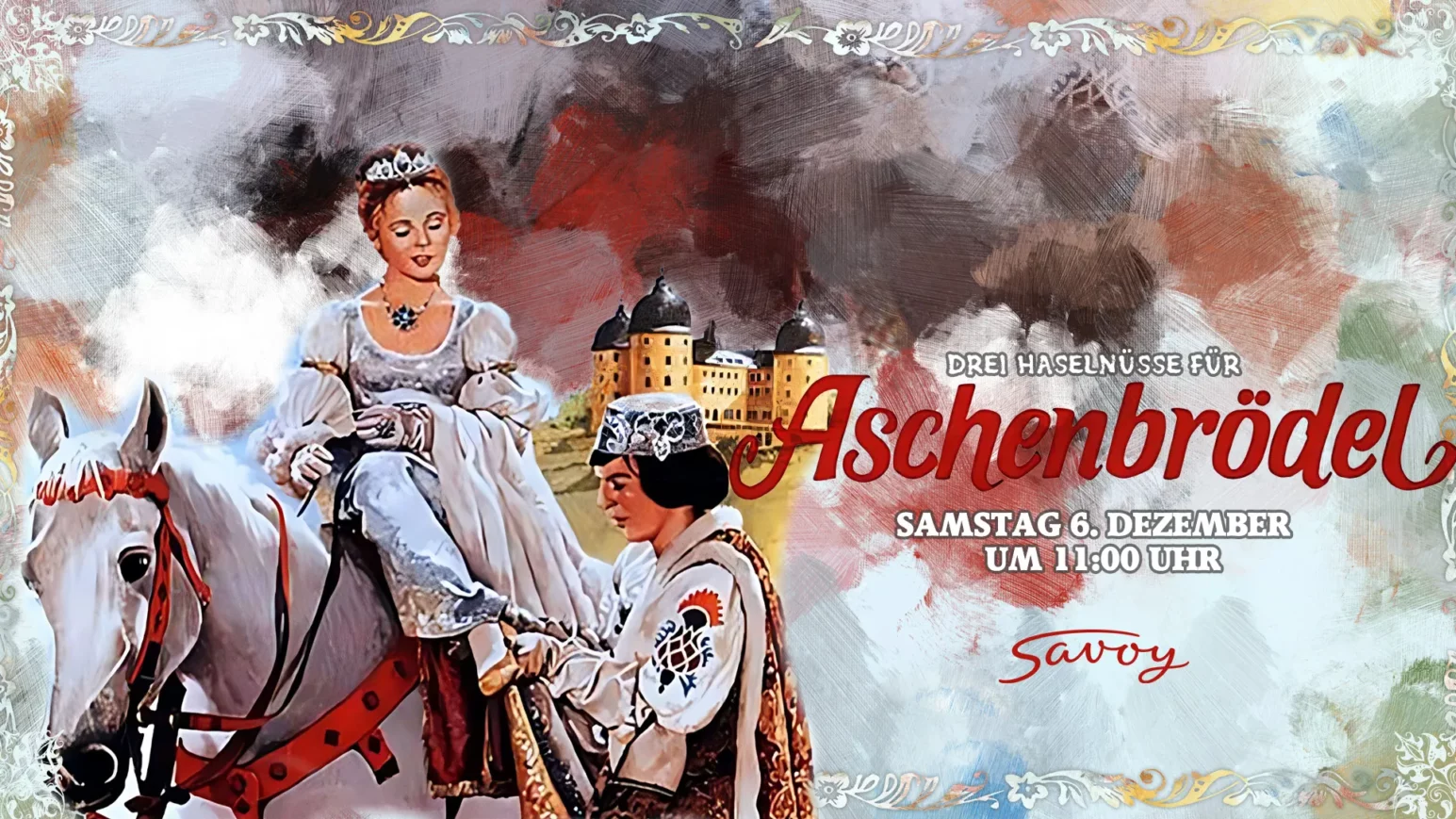 gemaltes Film-Still aus Drei Haselnüsse für Aschenbrödel