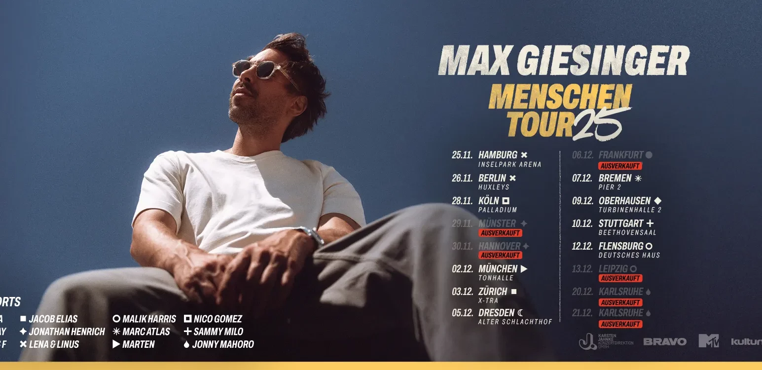 Tourposter Max Giesinger Menschen Tour 2025