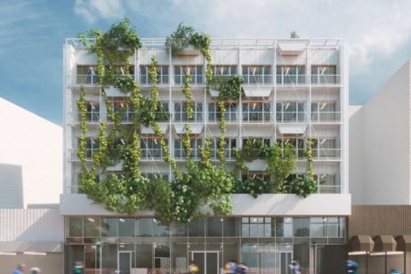 Aktueller Entwurfsstand der Ansicht auf das Neue Amt Altona von der Fußgängerzone Neue Große Bergstraße aus