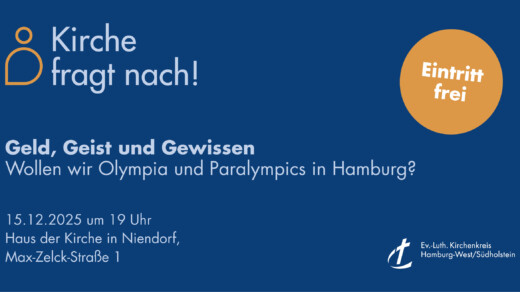 Flyer für die Podiumsdiskussion im Haus der Kirche zu Olympia in Hamburg