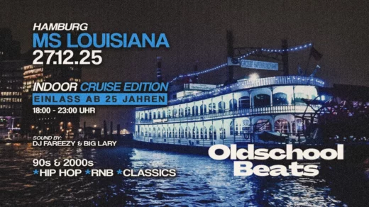 Poster für Oldschool Beats Bootsparty auf der MS Louisiana