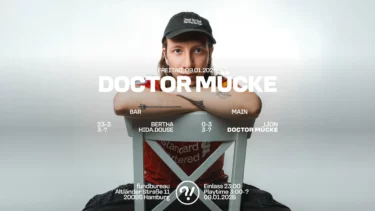 Plakat zur Veranstaltung von DOCTOR MÜCKE, LÍON, BERTHA und HIDA.DOUSE im Fundbreau