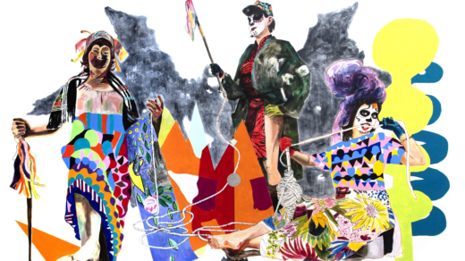 Titel: MOIREN, 2019 Ausstellung „Feelings" Pinakothek der Moderne, München, Mischtechnik auf Wand 500 x 1000 cm ©3 Hamburger Frauen