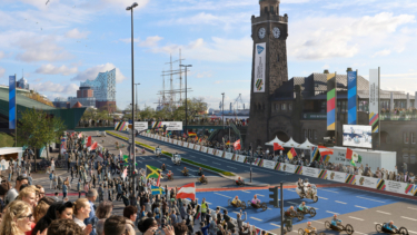 Wäre auch schon da: Fahrradrennstrecke vorbei an den Landungsbrücken Foto: Para-Radsport an den Landungsbrücken