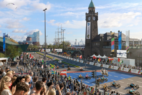 Wäre auch schon da: Fahrradrennstrecke vorbei an den Landungsbrücken Foto: Para-Radsport an den Landungsbrücken