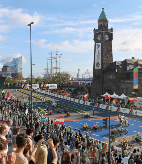 Wäre auch schon da: Fahrradrennstrecke vorbei an den Landungsbrücken Foto: Para-Radsport an den Landungsbrücken