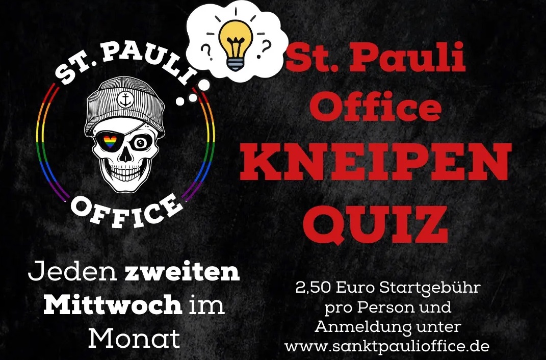 Plakat zum Kneipen Quiz im St. Pauli Office