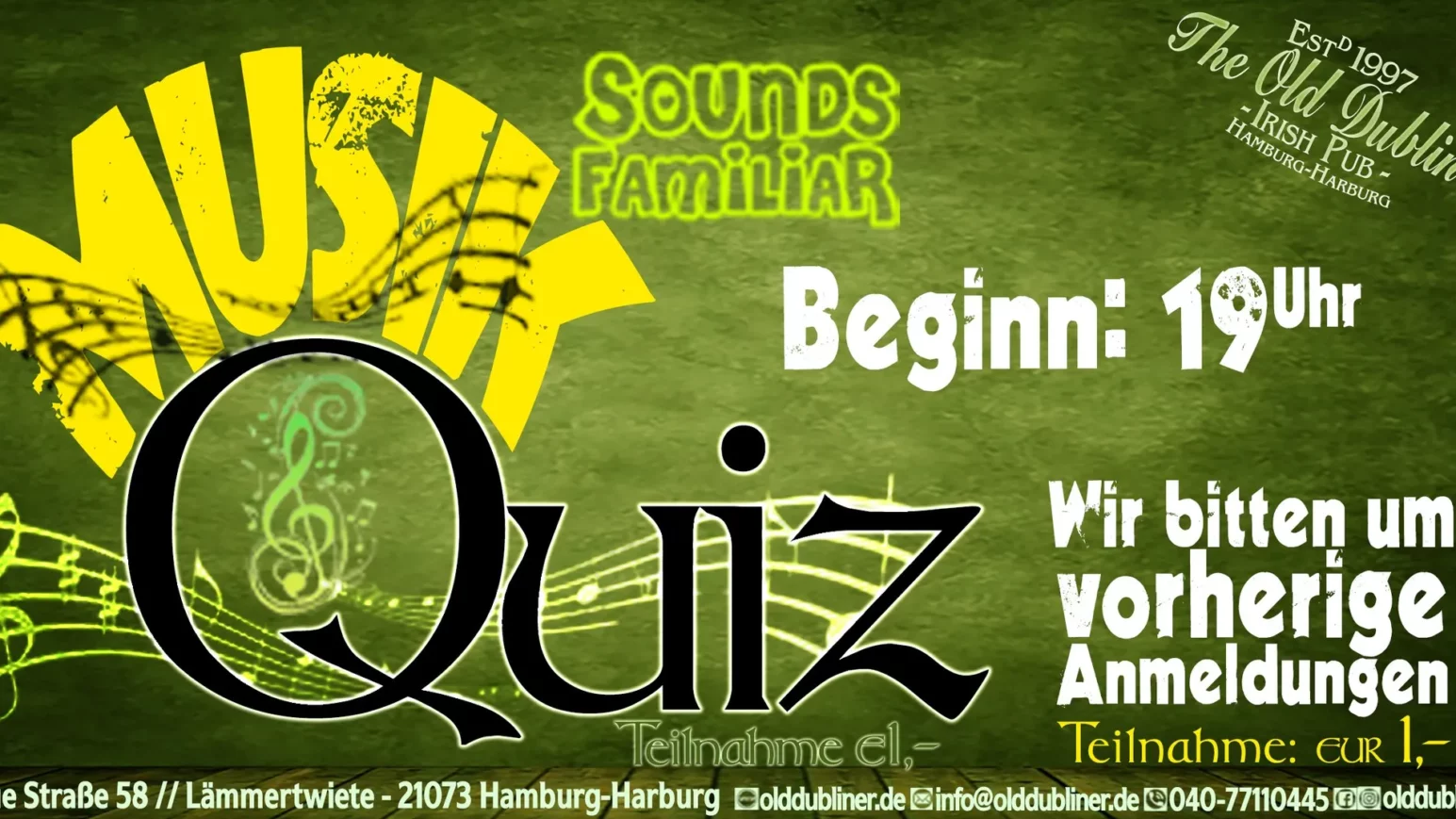 Musikquiz SOUNDS FAMILIAR im Old Dubliner